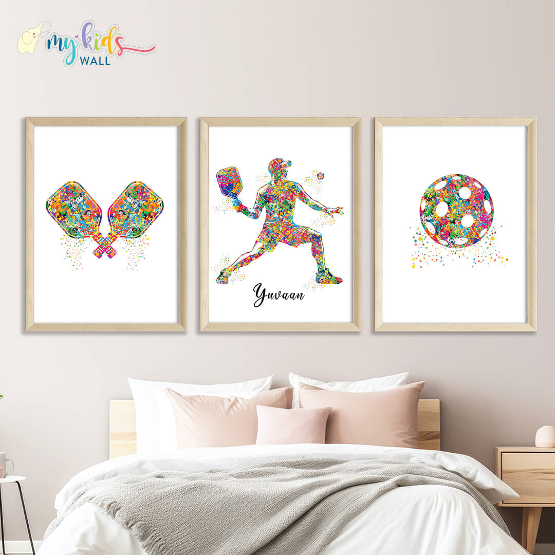 Pickleball Player Personalised Wall Art (Framed Set of 3)