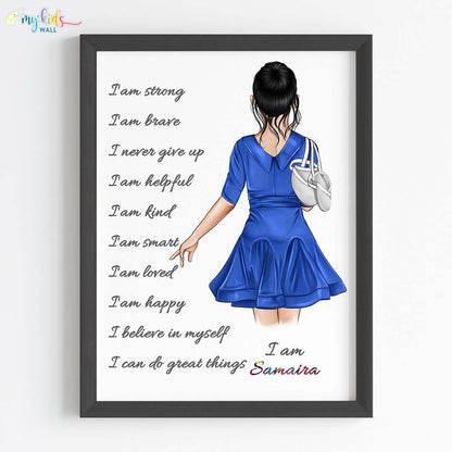Positive Affirmations Dancing Ballerina Personalized Wall Art (Framed)