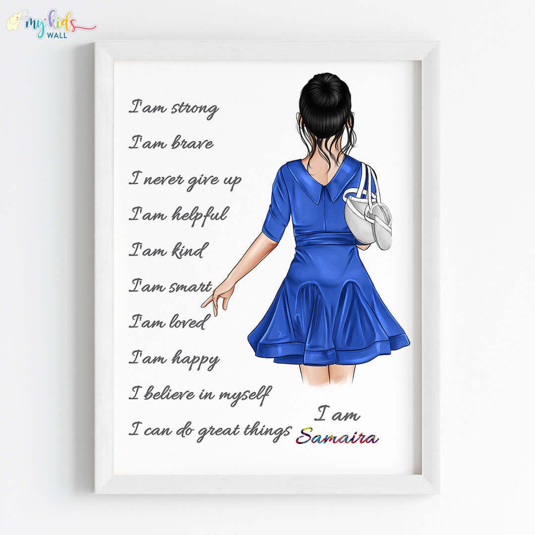 Positive Affirmations Dancing Ballerina Personalized Wall Art (Framed)