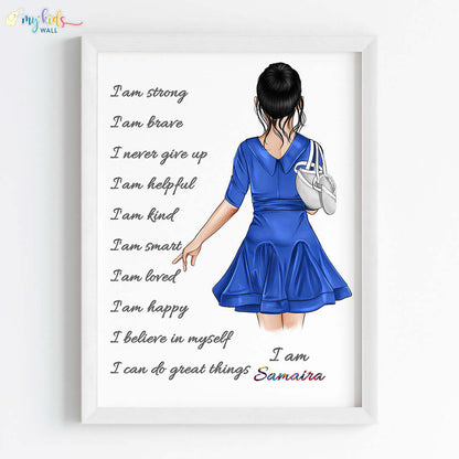 Positive Affirmations Dancing Ballerina Personalized Wall Art (Framed)