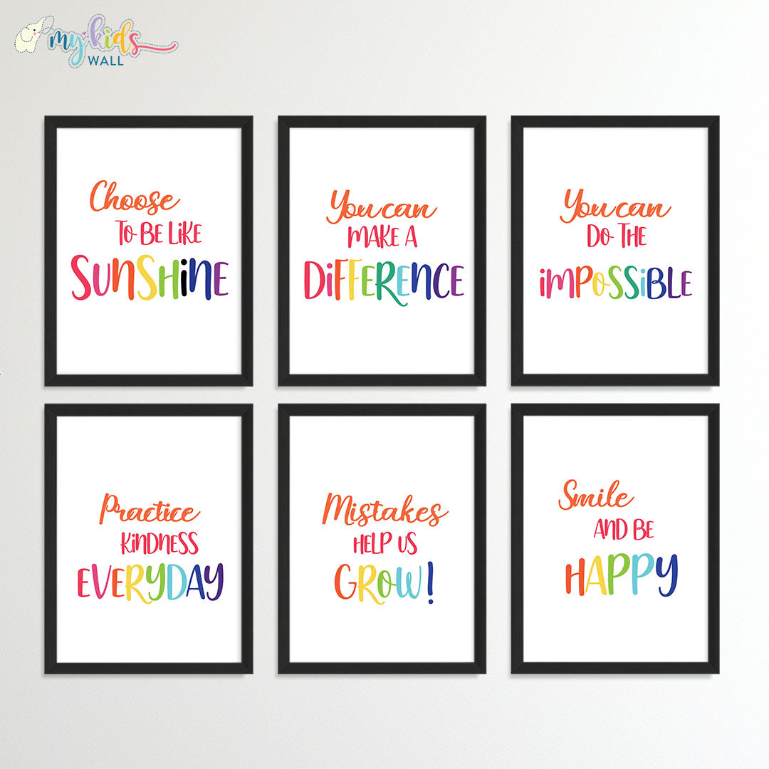 Bright Beginnings Positive Affirmation Wall Art (Framed Set of 6)