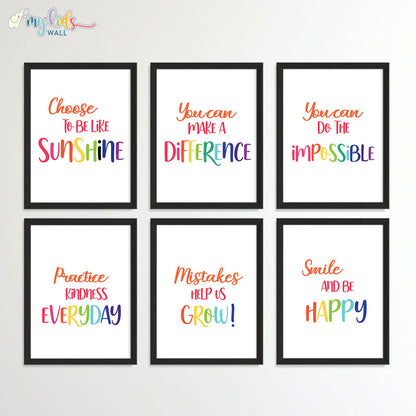 Bright Beginnings Positive Affirmation Wall Art (Framed Set of 6)