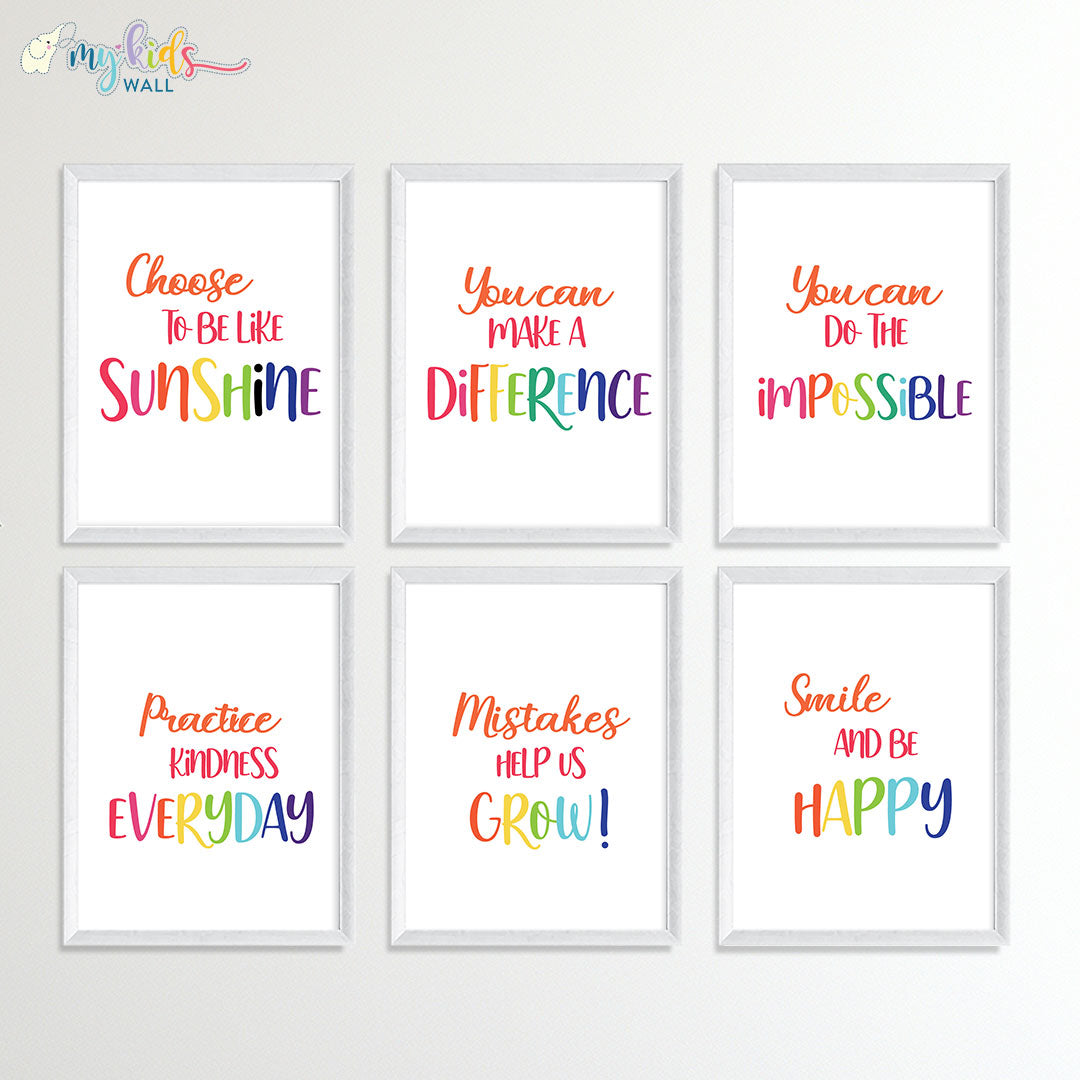 Bright Beginnings Positive Affirmation Wall Art (Framed Set of 6)