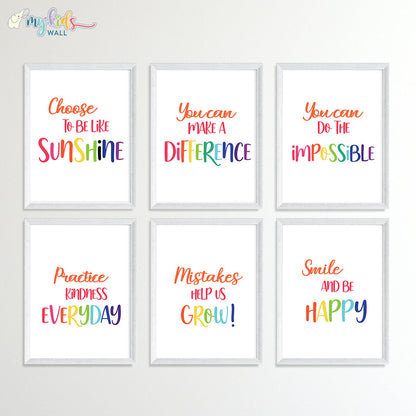 Bright Beginnings Positive Affirmation Wall Art (Framed Set of 6)