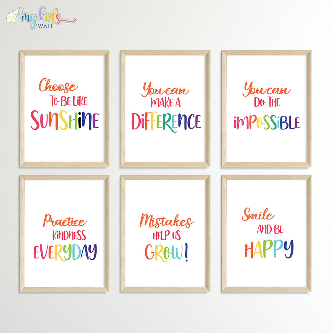 Bright Beginnings Positive Affirmation Wall Art (Framed Set of 6)