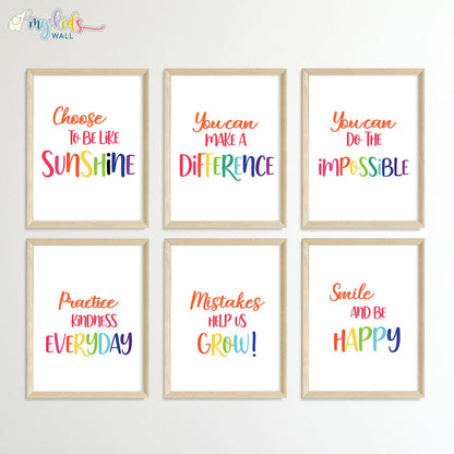 Bright Beginnings Positive Affirmation Wall Art (Framed Set of 6)