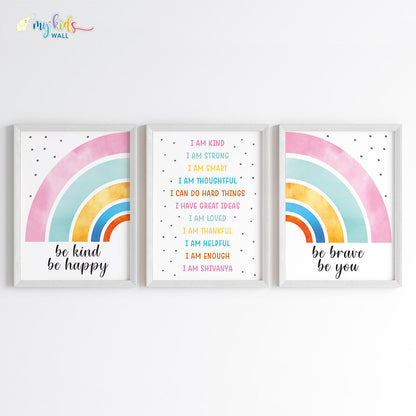 Radiate Positivity Rainbow Affirmations Personalised Wall Art (Framed Set of 3)