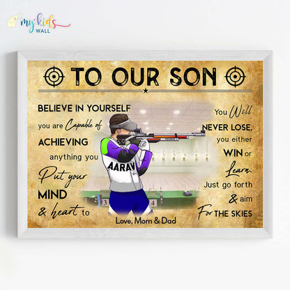Rifle Shooter Boy Personalized Motivational Wall Art (Framed)