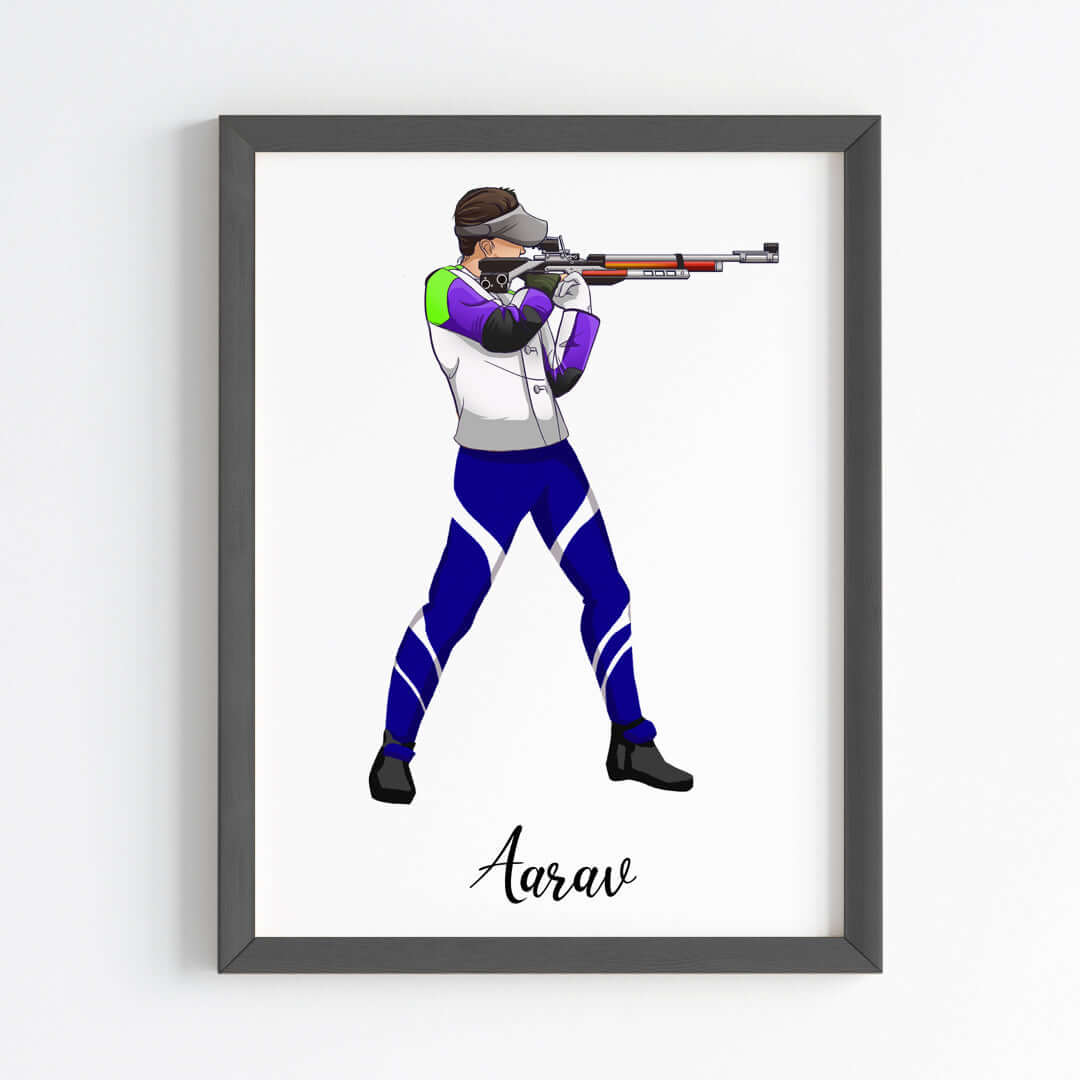 Rifle Shooter Boy Personalized Wall Art (Framed)