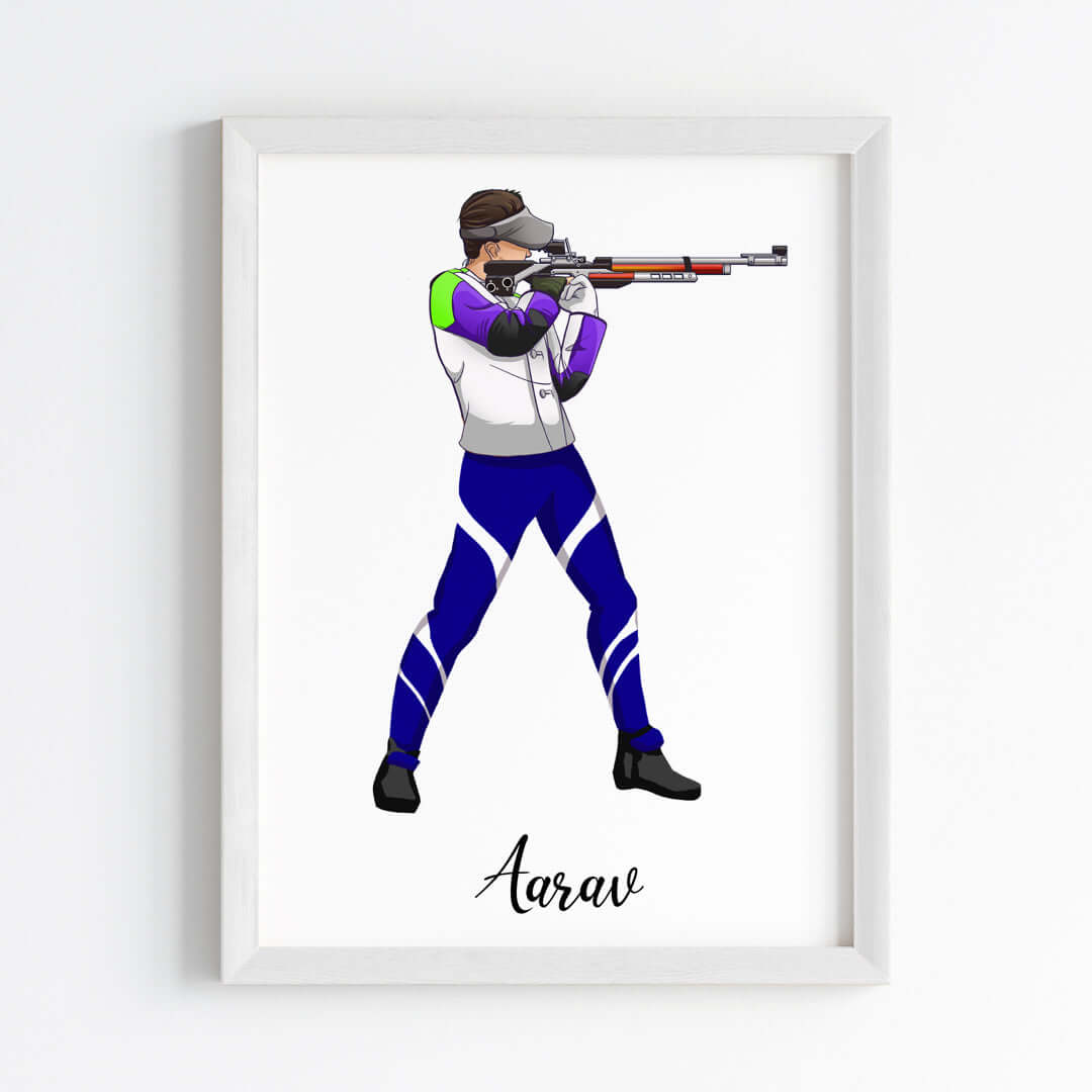 Rifle Shooter Boy Personalized Wall Art (Framed)