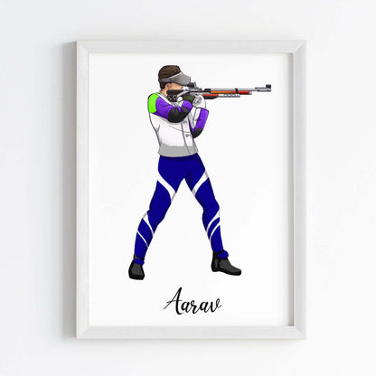 Rifle Shooter Boy Personalized Wall Art (Framed)
