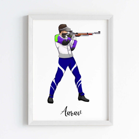 Rifle Shooter Boy Personalized Wall Art (Framed)