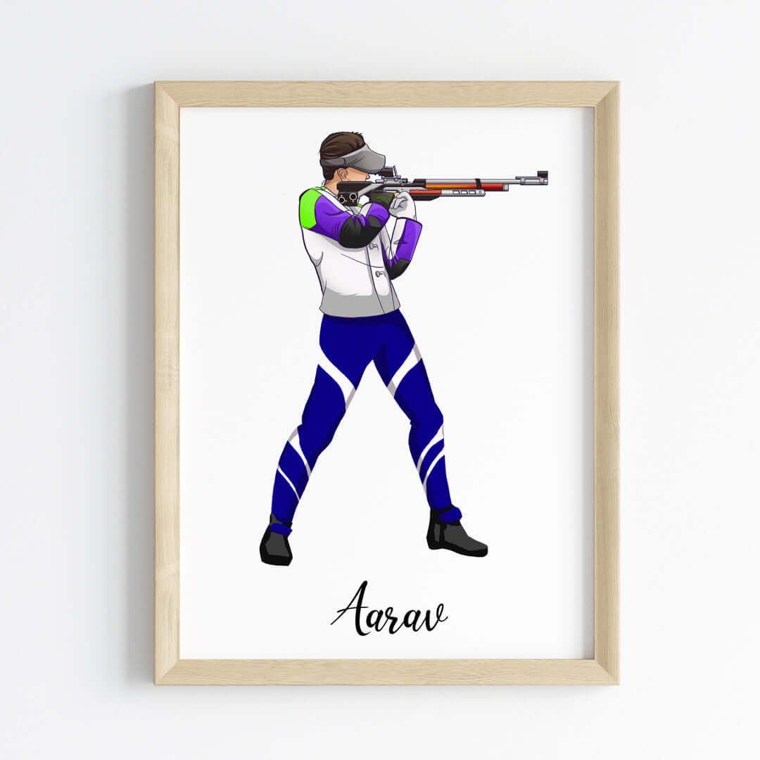 Rifle Shooter Boy Personalized Wall Art (Framed)