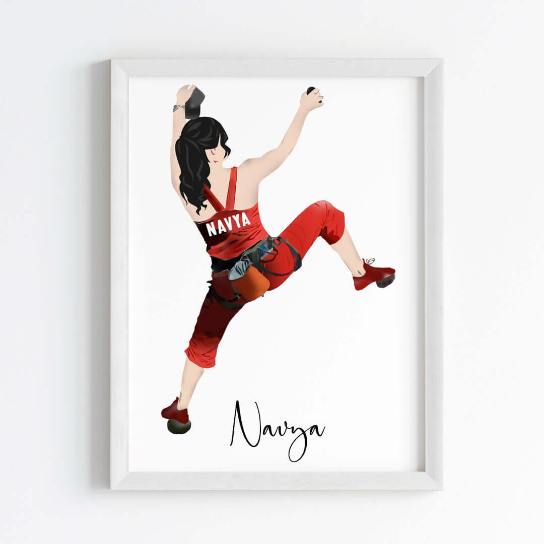Rock Climbing Girl Personalized Wall Art (Framed)