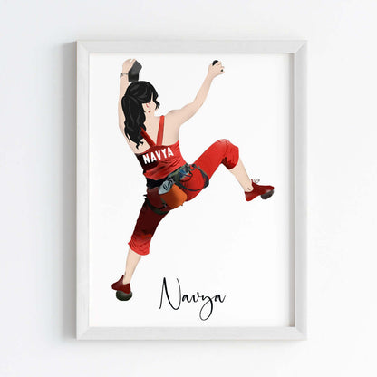 Rock Climbing Girl Personalized Wall Art (Framed)