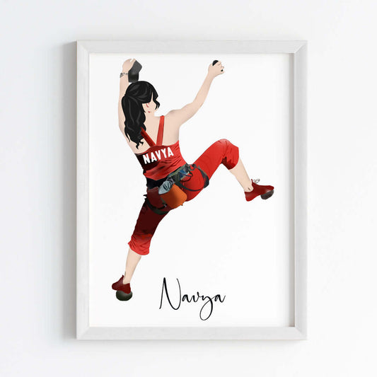 Rock Climbing Girl Personalized Wall Art (Framed)