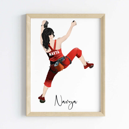 Rock Climbing Girl Personalized Wall Art (Framed)