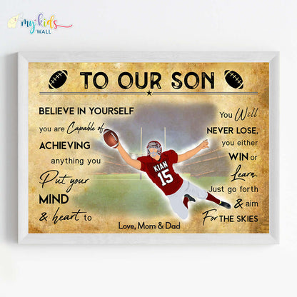 Rugby Player Catcher Personalised Motivational Wall Art (Framed)