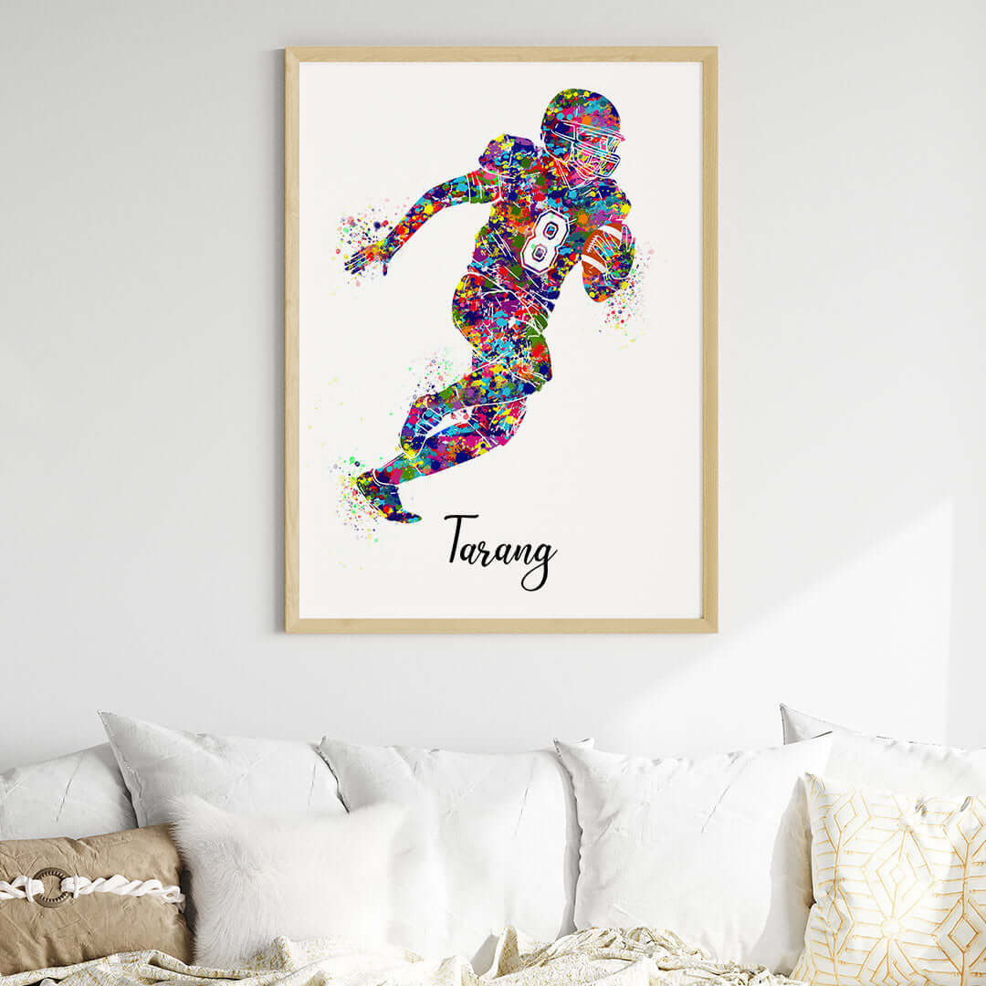 Rugby Player Personalised Wall Art (Big Frame)
