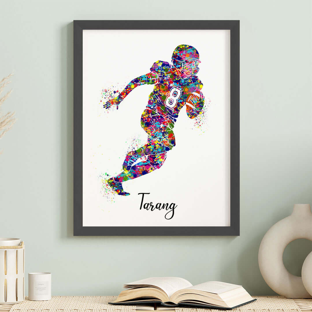 Rugby Player Personalised Wall Art (Framed)