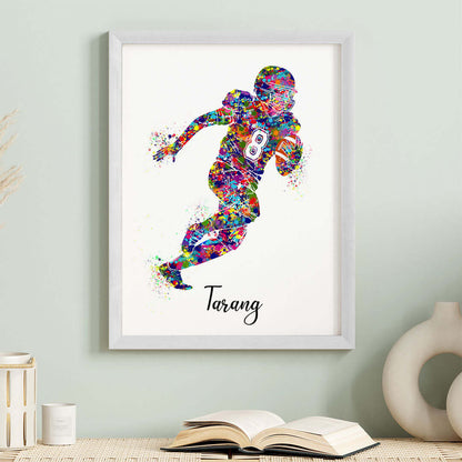 Rugby Player Personalised Wall Art (Framed)