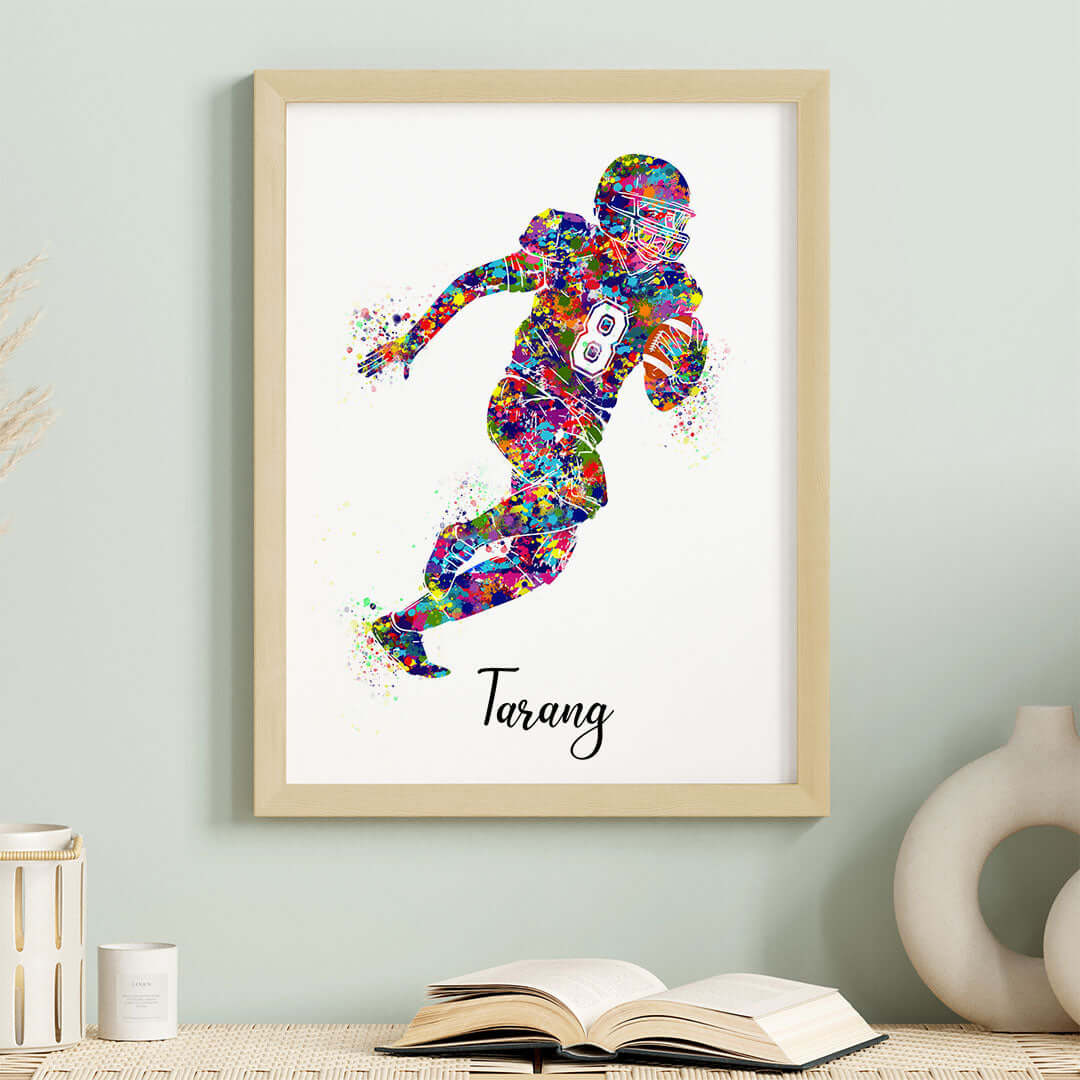 Rugby Player Personalised Wall Art (Framed)