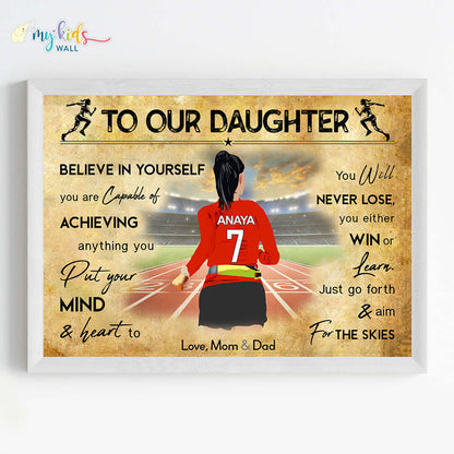 Running Athlete Girl Personalised Motivational Wall Art (Framed)