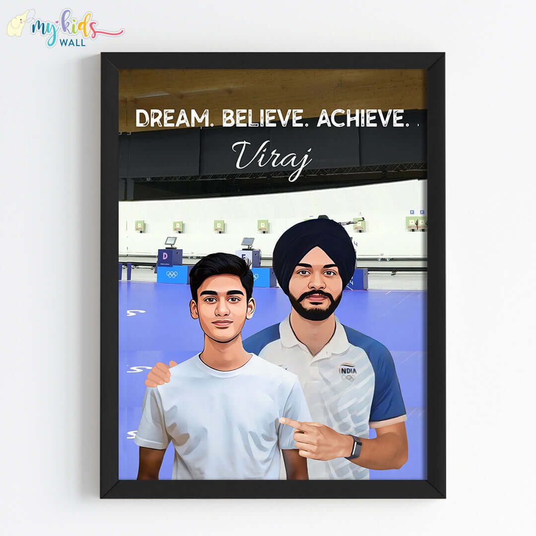Shooting Champ with Sarabjot Singh Personalized Portrait (Framed)