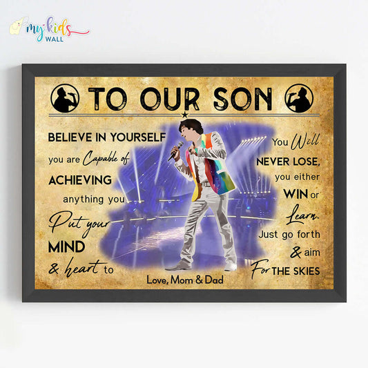 Singing Artiste Boy Personalized Motivational Wall Art (Framed)