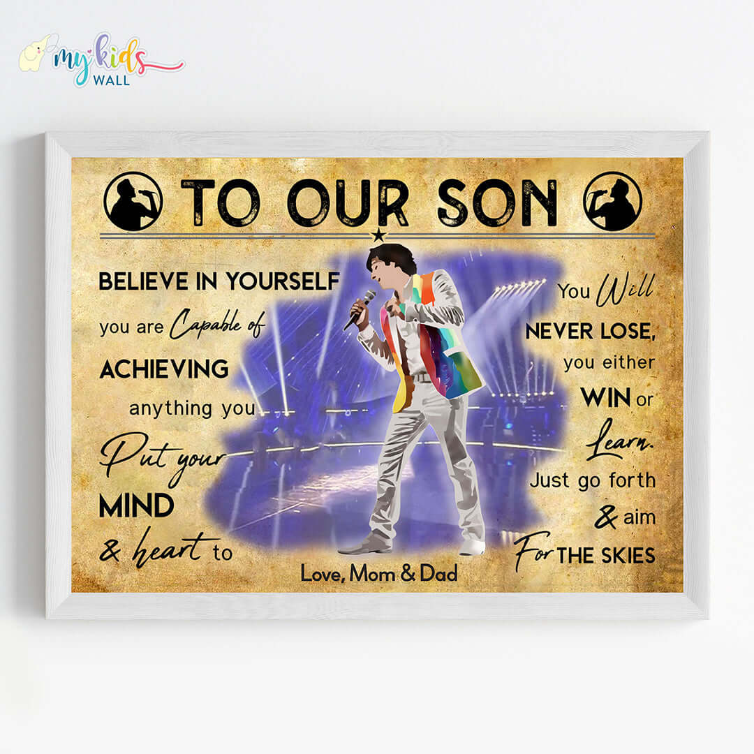 Singing Artiste Boy Personalized Motivational Wall Art (Framed)