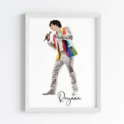 Singing Artiste Boy Personalized Wall Art (Framed)