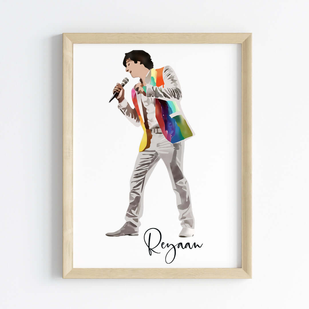 Singing Artiste Boy Personalized Wall Art (Framed)