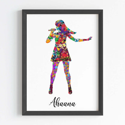 Singing Artiste Girl Personalized Wall Art (Framed)