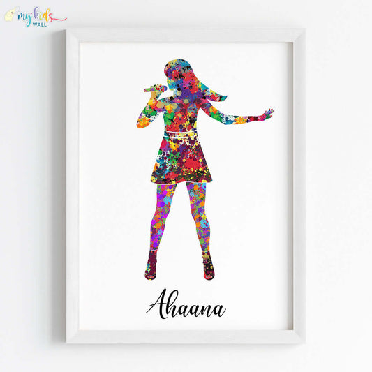 Singing Artiste Girl Personalized Wall Art (Framed)