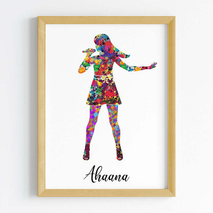 Singing Artiste Girl Personalized Wall Art (Framed)
