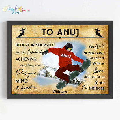 Snowboarding Athlete Personalised Motivational Wall Art (Framed)