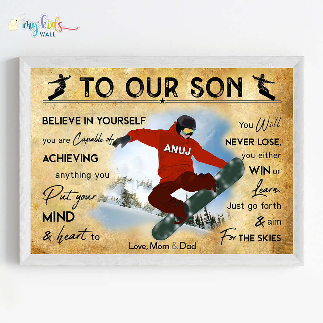 Snowboarding Athlete Personalised Motivational Wall Art (Framed)