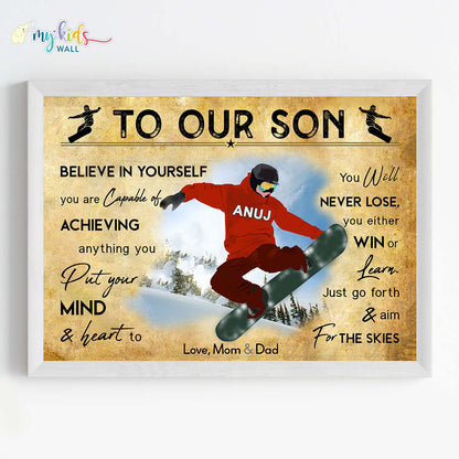 Snowboarding Athlete Personalised Motivational Wall Art (Framed)