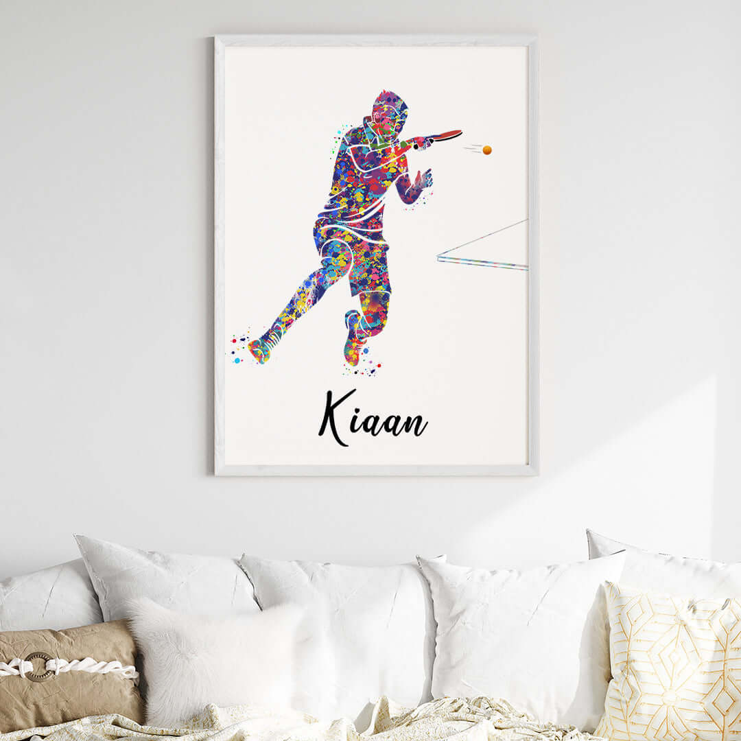 Table Tennis Player Personalised Wall Art (Big Frame)