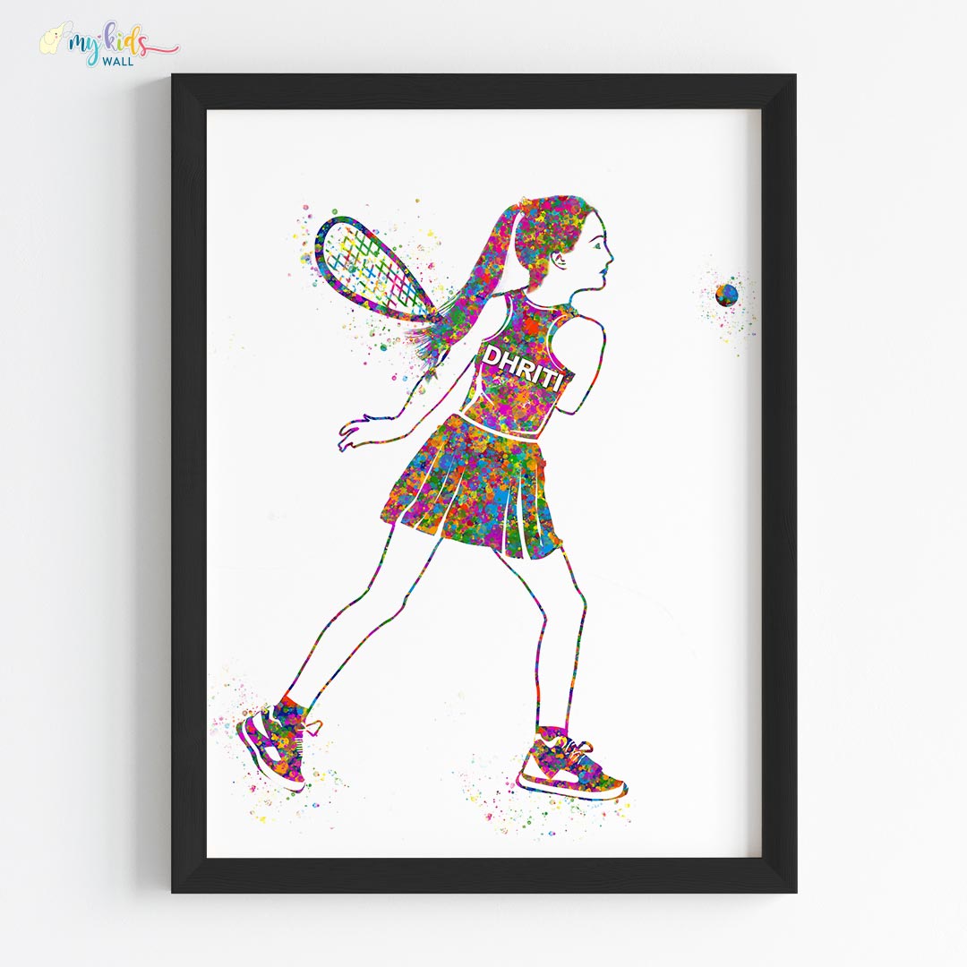 Teenage Squash Star Girl Personalized Wall Art (Framed)