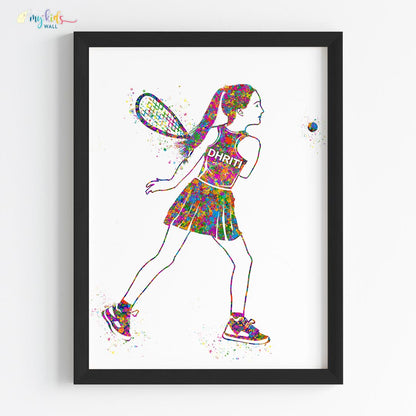 Teenage Squash Star Girl Personalized Wall Art (Framed)