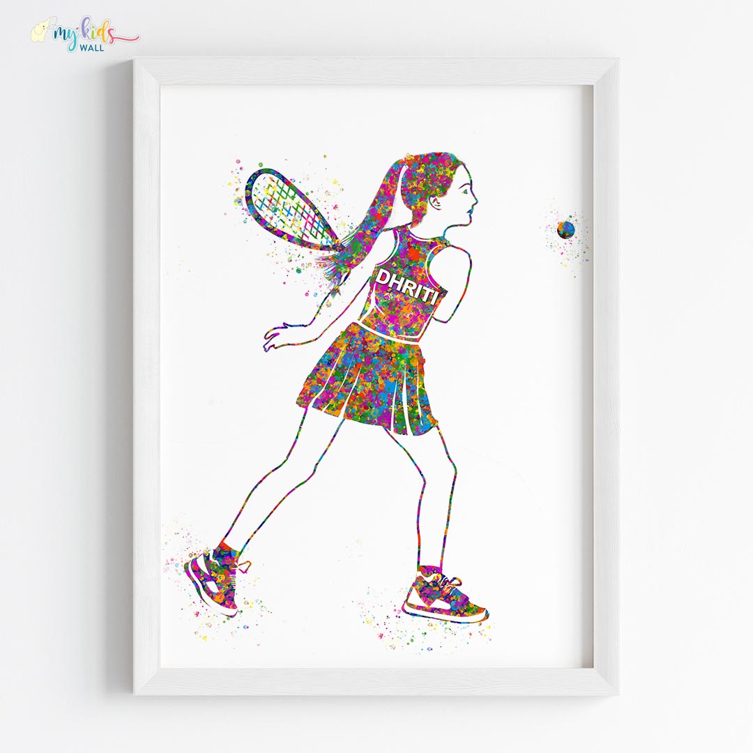 Teenage Squash Star Girl Personalized Wall Art (Framed)