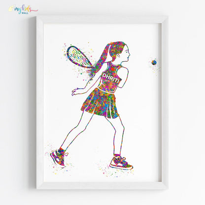 Teenage Squash Star Girl Personalized Wall Art (Framed)