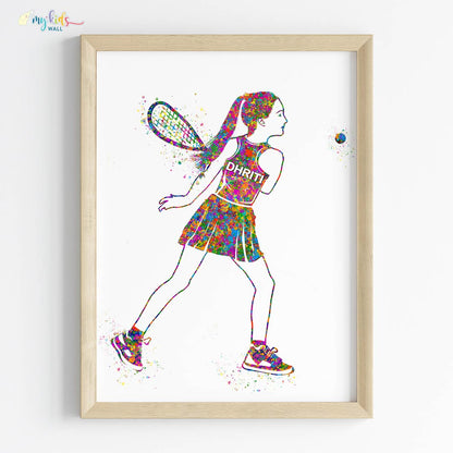 Teenage Squash Star Girl Personalized Wall Art (Framed)