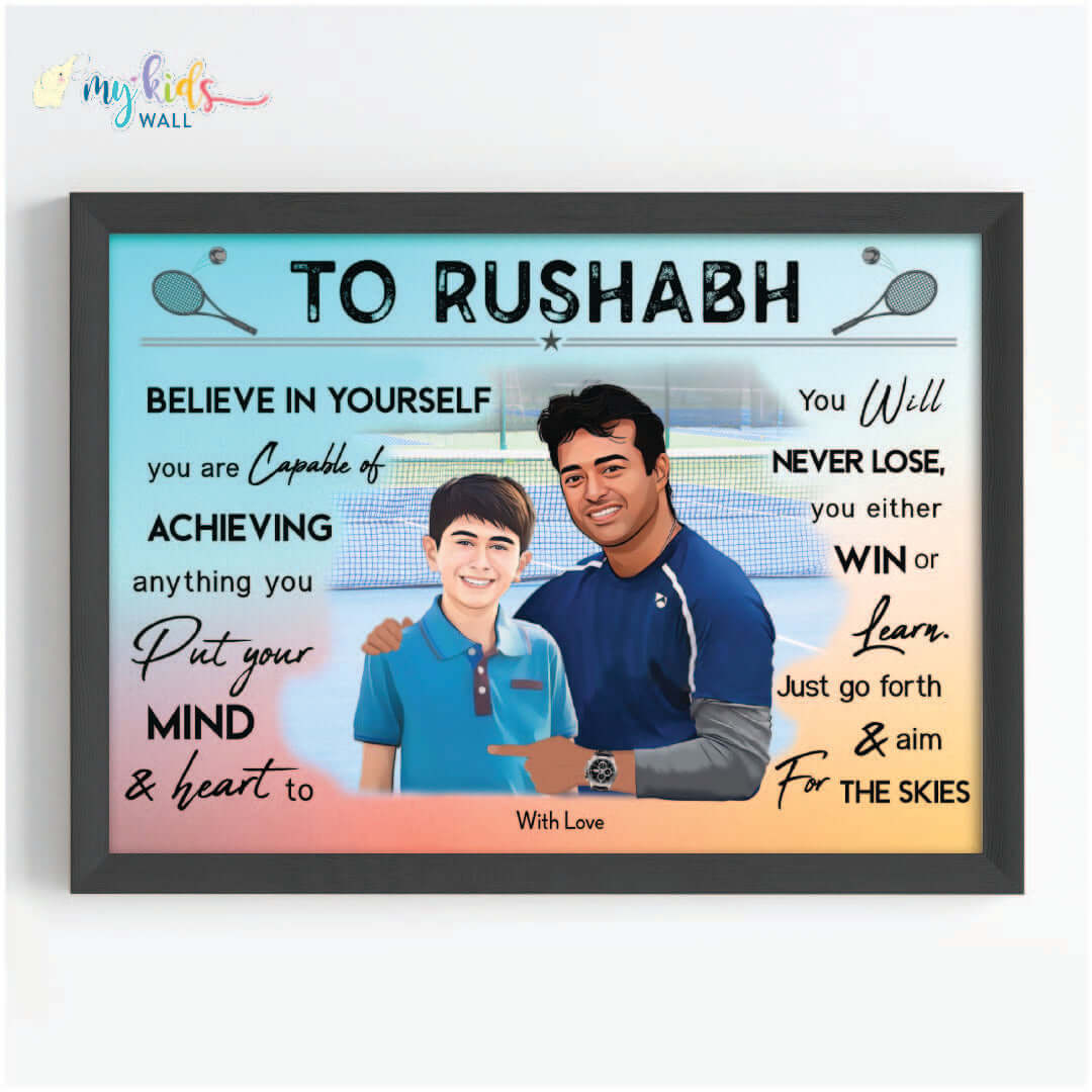 Tennis Champ with Leander Paes Personalized Motivational Portrait (Framed)