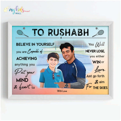 Tennis Champ with Leander Paes Personalized Motivational Portrait (Framed)