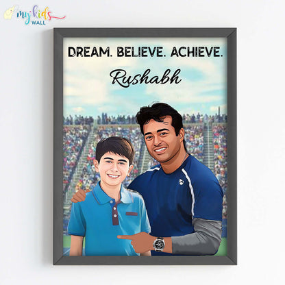 Tennis Champ with Leander Paes Personalized Portrait (Framed)