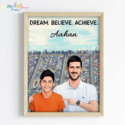 Tennis Champ with Novak Djokovic Personalized Portrait (Framed)