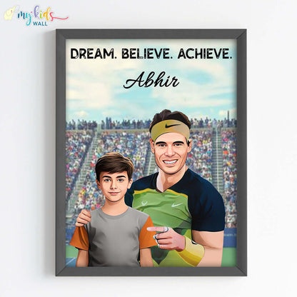 Tennis Champ with Rafael Nadal Personalized Portrait (Framed)