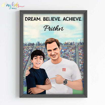 Tennis Champ with Roger Federer Personalized Portrait (Framed)